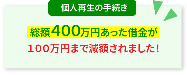 総額400万円あった借金が100万円まで減額されました！