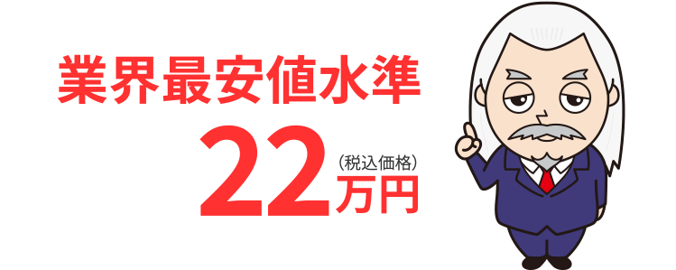 業界最安値水準22万円（税込価格）