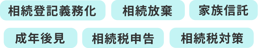 相続登記義務化・相続放棄・家族信託・成年後見・相続税申告・相続税対策